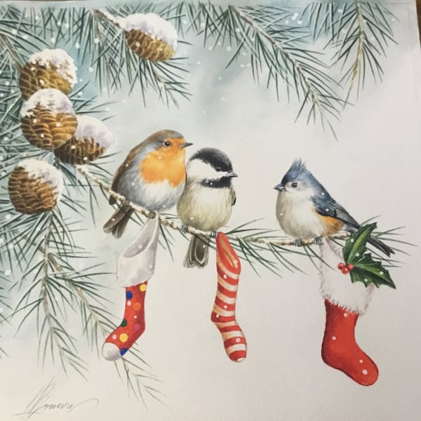 Robin Bird Watercolor Painting, Handmade Artwork, Bird Wall Decor - Etsy