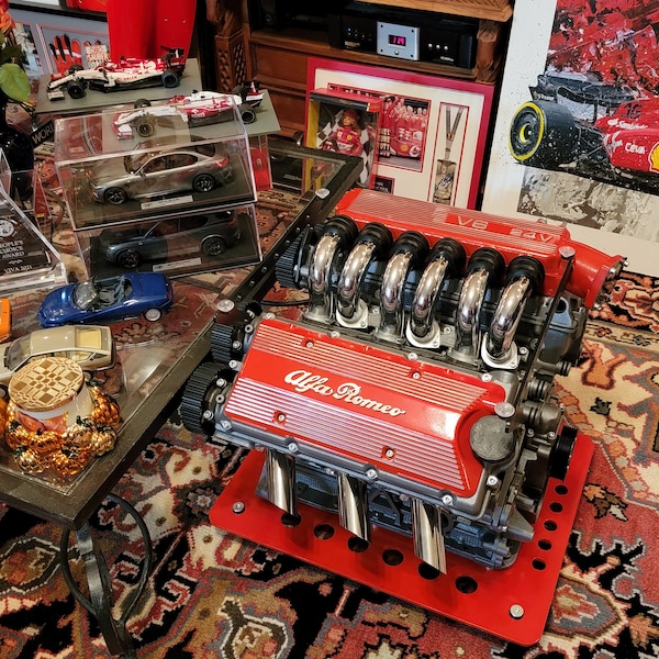 Alfa Romeo V6 Busso Engine Coffee Table | Genuine Engine | Glass Top ...