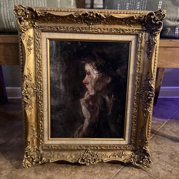 PRINTABLE Dark Portrait Oil Painting of a Woman Vintage French Wall Art ...