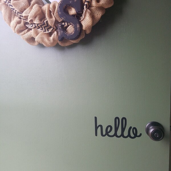 Hello Front Door Vinyl Decal Sign Simple and Cute Porch Door Lettering ...