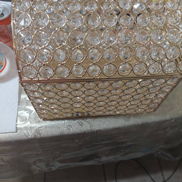 Gold Crystal Money Card Gift Bank Box, Wedding Quinceañera Treasure ...