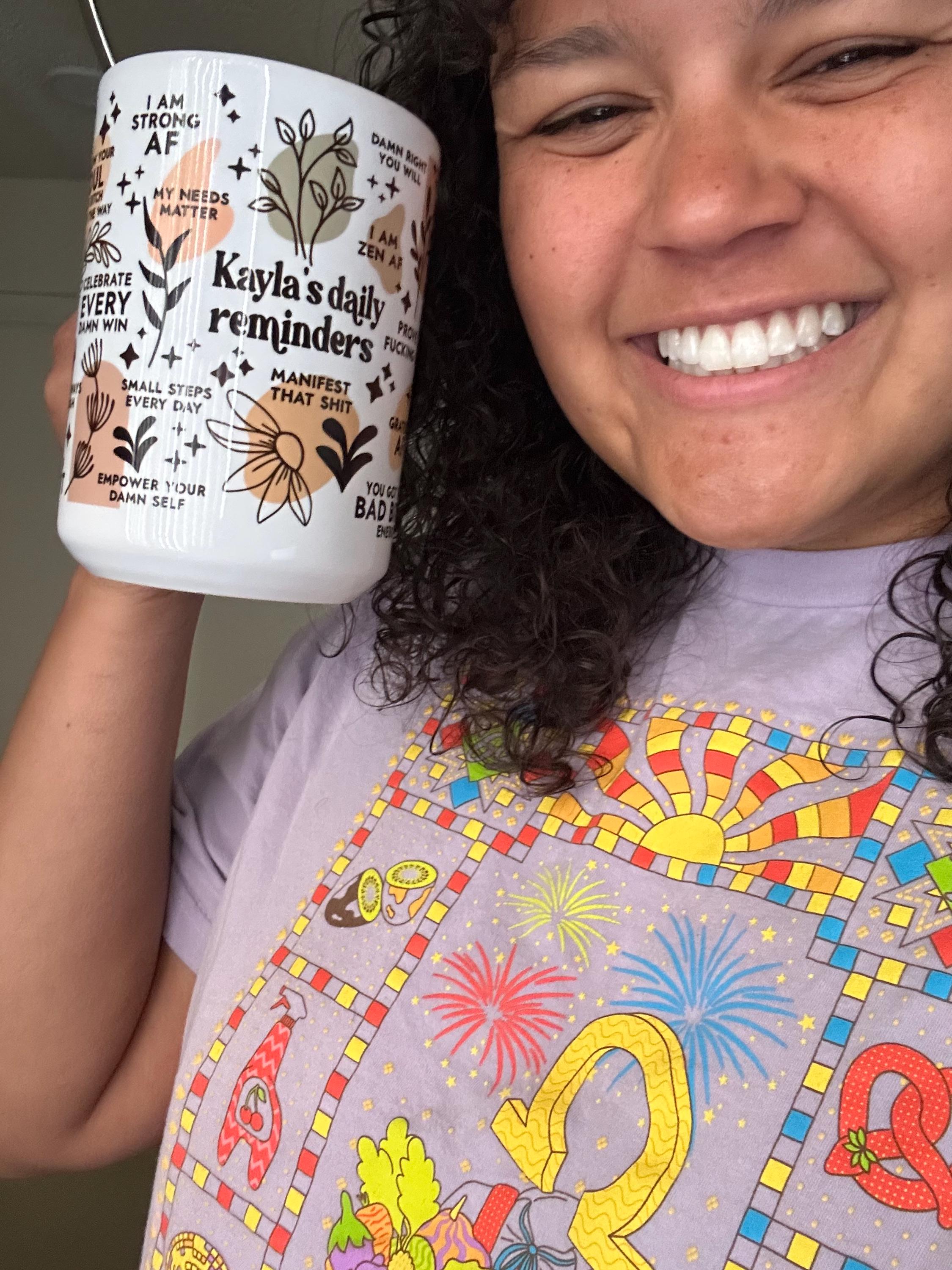 Mental Health mug Daily Affirmations Glass cup 15oz  Daily affirmations mug gift for her best friend tumbler Mental health giftful mug