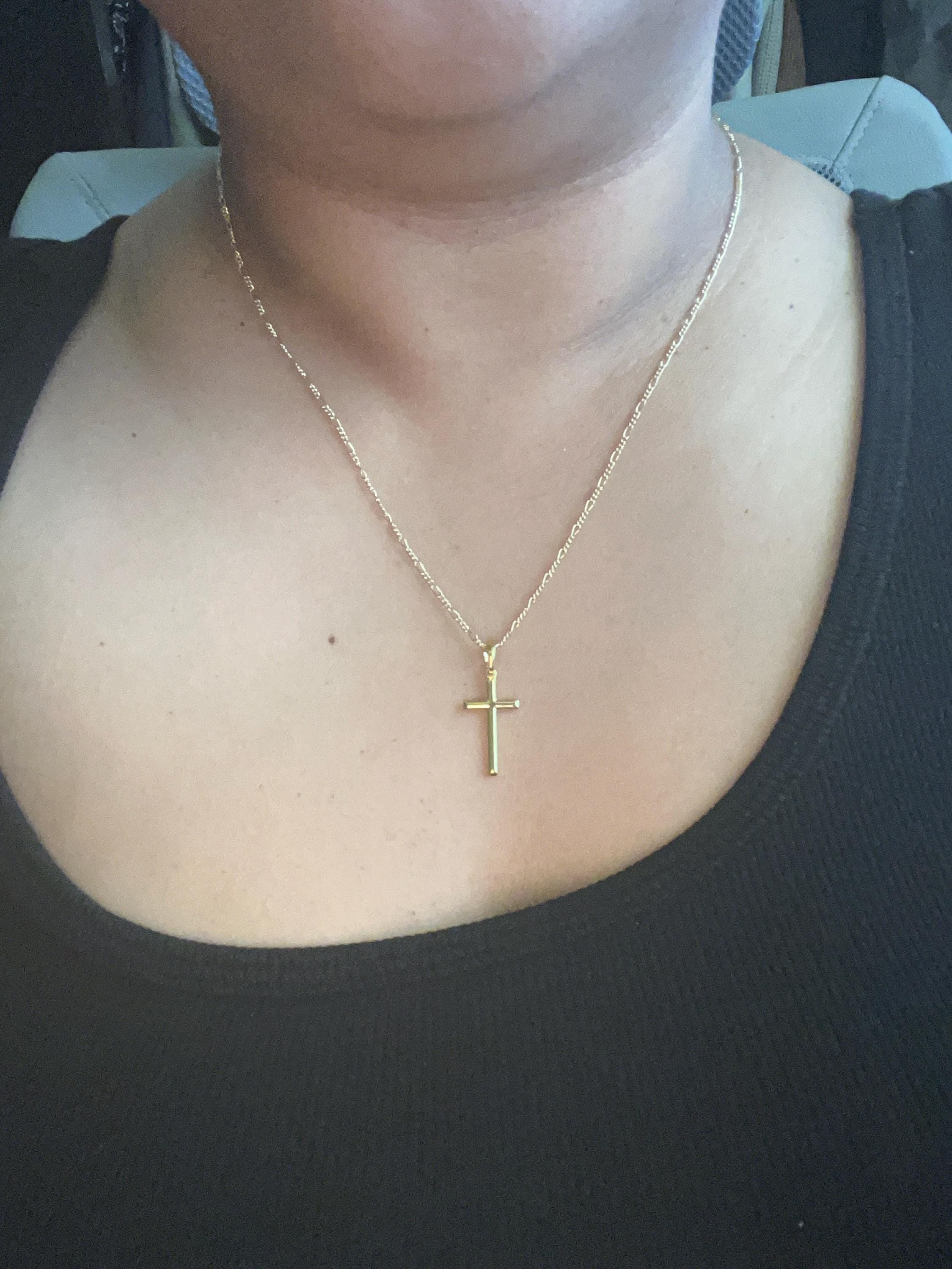 Gold Cross Necklace, Personalized Initial, Hand Stamp Disc, Religious Pendant, Gold Filled Cross Necklace, Birthday Gift, Christmas Gift