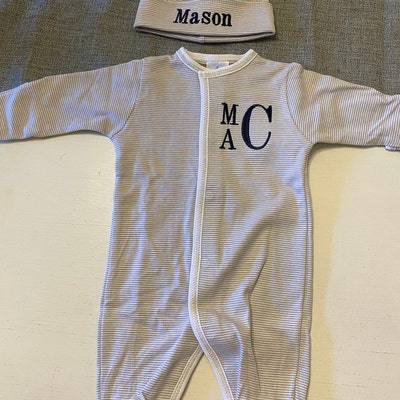 Baby Boy Coming Home Outfit, Monogrammed Footie, Baby Gift, Monogrammed ...