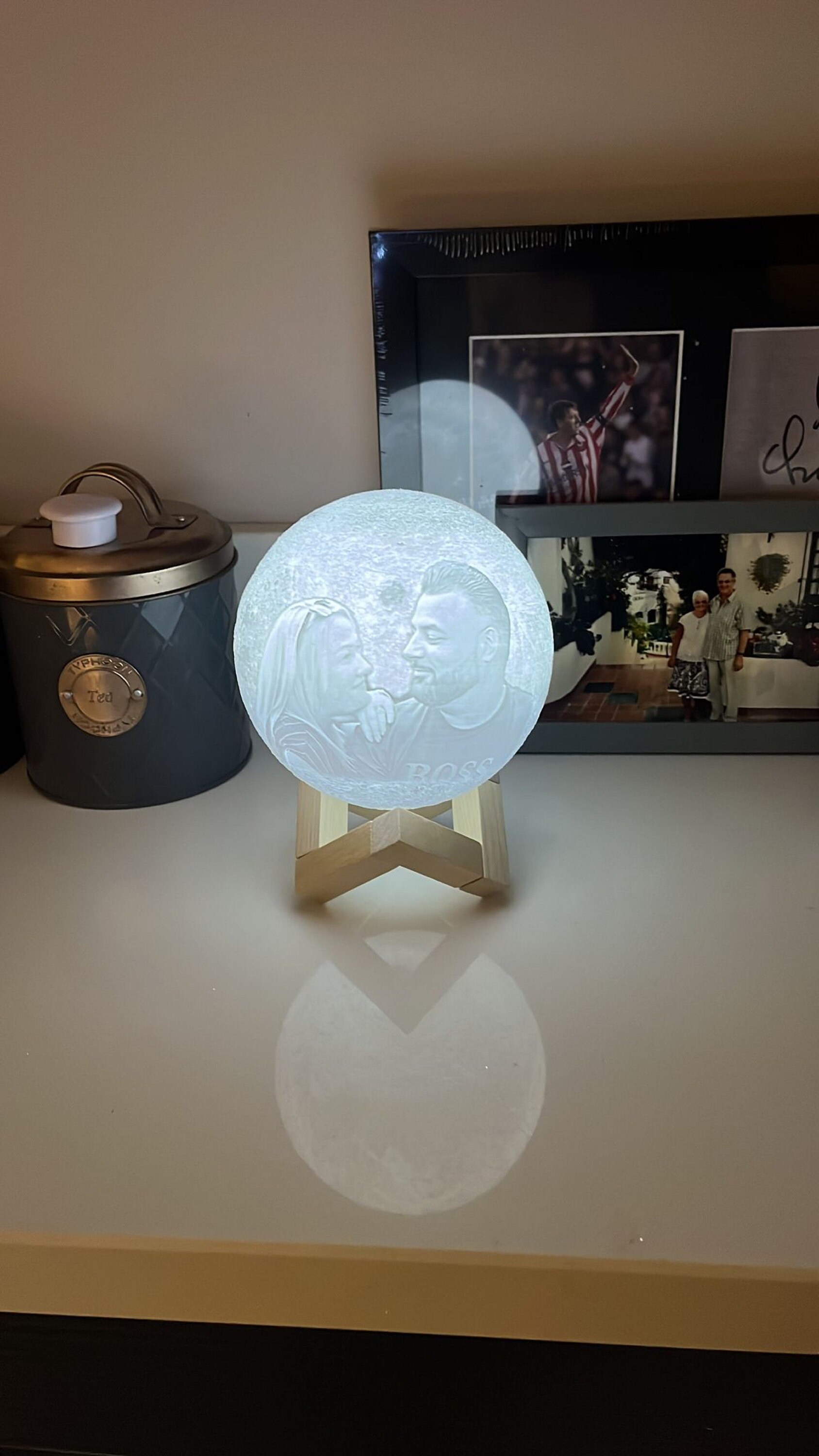 Personalized 3d Photo printed Lunar night Moon Lamp, Custom Photo Lunar Moon Lamp Night Light, Bedside lamp, Couples Gifts,Christmas Gift