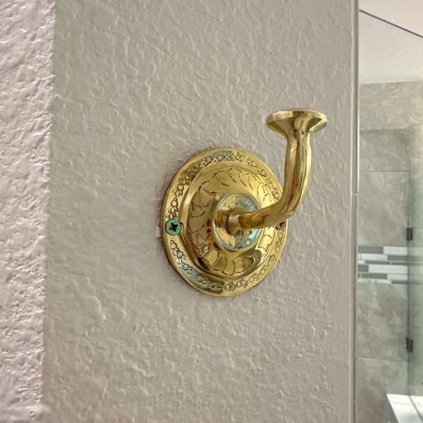Bathroom Towel Hooks - Moroccan Handmade Brass Wall Hook, Decorative ...