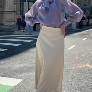 Long Sleeve High Slit Satin Skirt Matching Set - Black main image 1