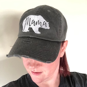Mama Bear Hat Distressed Baseball Cap 