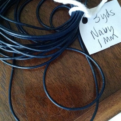 Navy Blue / 1mm Leather Cord / Leather by the Yard / Round - Etsy