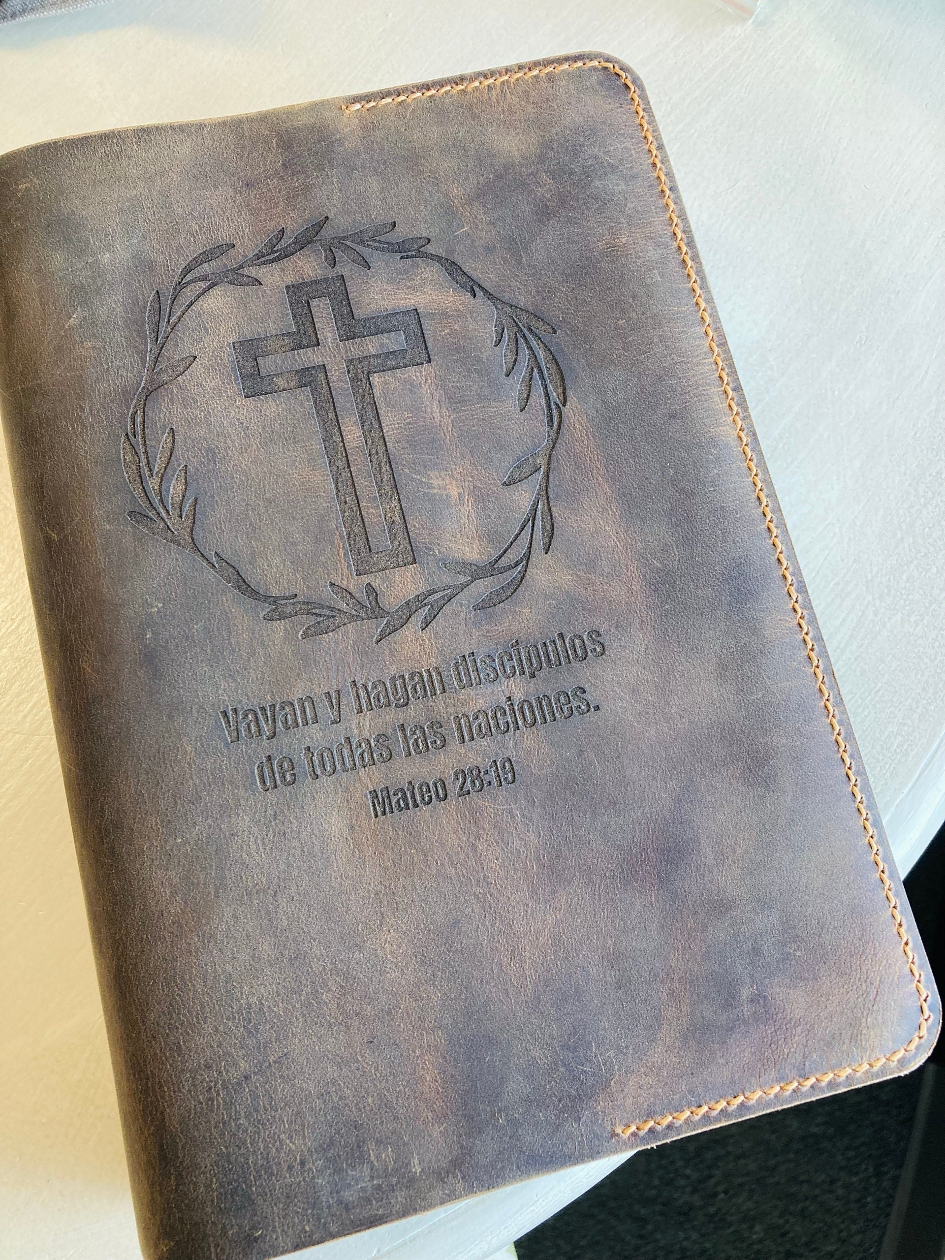Personalized Leather cover for bible KJV , Custom leather holy bible book case cover christian gifts for men women Z04-LBBC05S