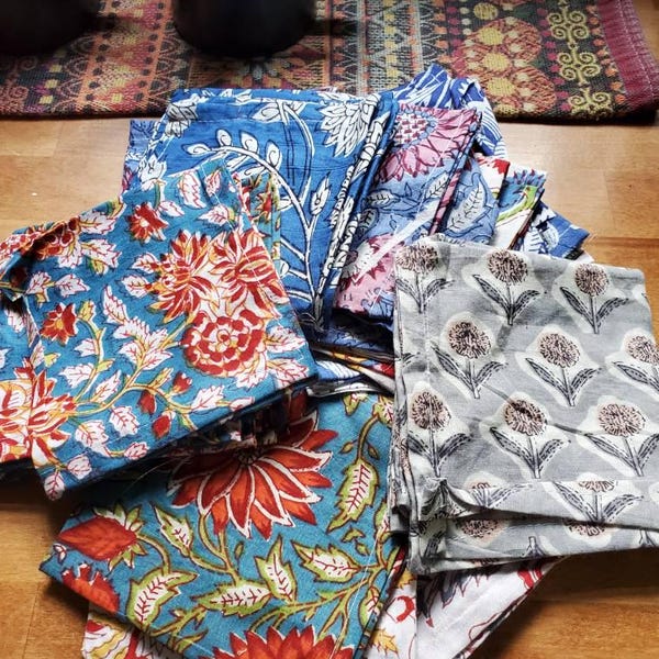 Assorted Cloth Napkins Set 100 Pack of Hand Block Printed Wedding ...