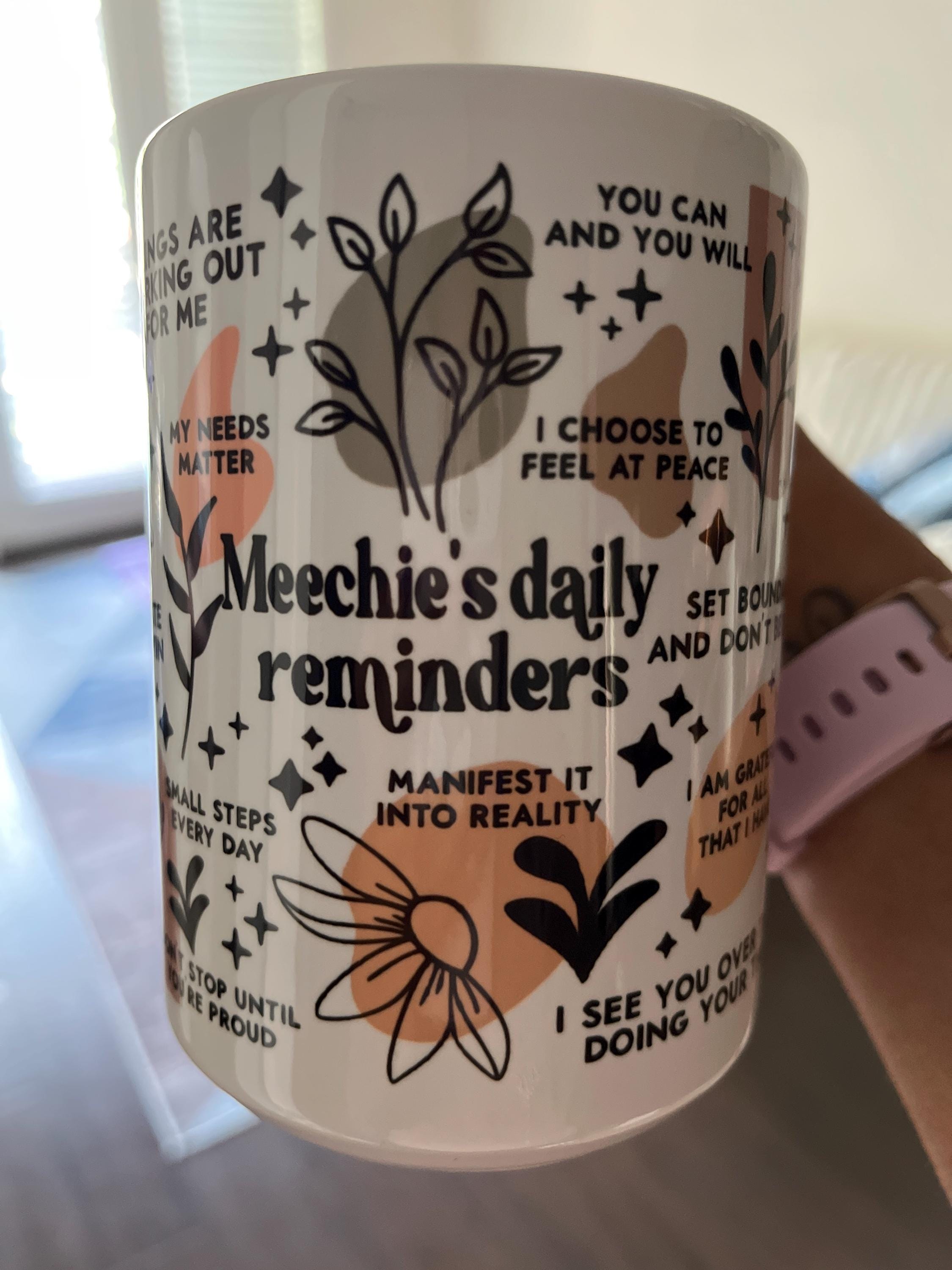 Mental Health mug Daily Affirmations Glass cup 15oz  Daily affirmations mug gift for her best friend tumbler Mental health giftful mug