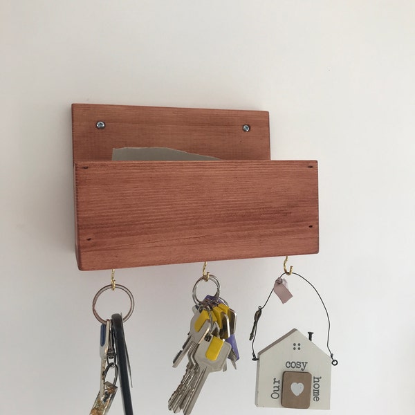 Rustic Wooden Wall Shelf: Entryway Key Holder & Caddy - Etsy
