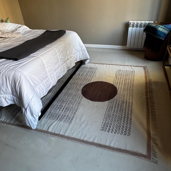 Handmade Green Cotton Durries Hand Block Printed Rugs for Living Room ...