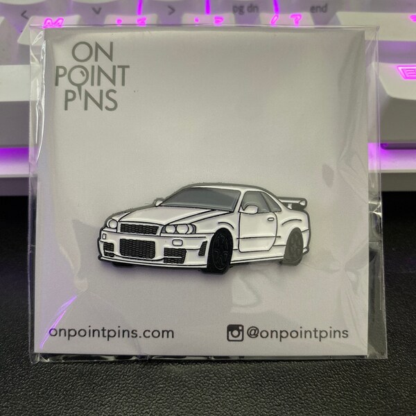 Nissan Skyline GT-R R34 (white) Car Pin | Sports Race Import Car | Soft ...