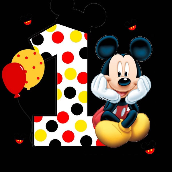 1st Birthday Mickey PNG, Birthday Family Shirts Mickey, Iron on Heat ...