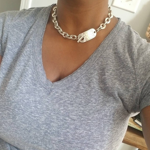 Antique Silver Bold Chain Necklace, Uno De 50 Style Chain