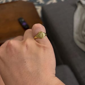 Birthstone Initial Signet Ring by Caitlyn Minimalist • Statement Gemstone Ring with Engraved Letter • Personalized Gift for Her • RM113NIF67