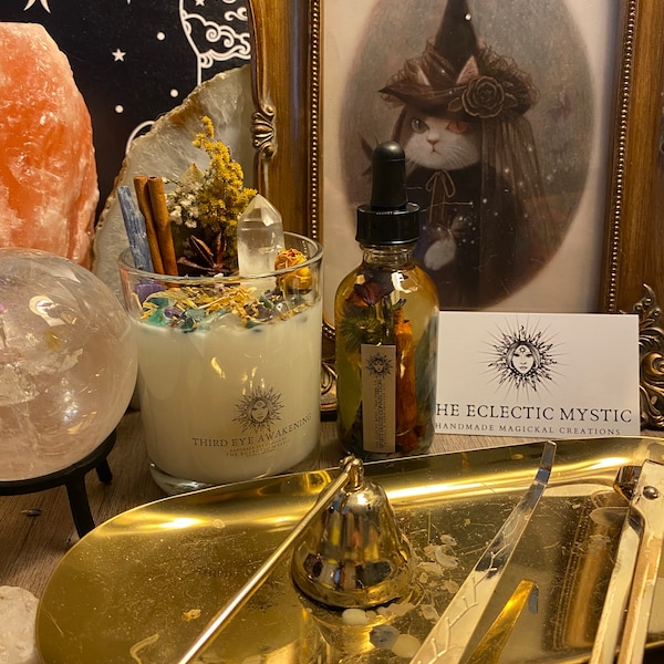 Third Eye Awakening Intention Candle With Crystals Herbs & Flowers- Bay ...