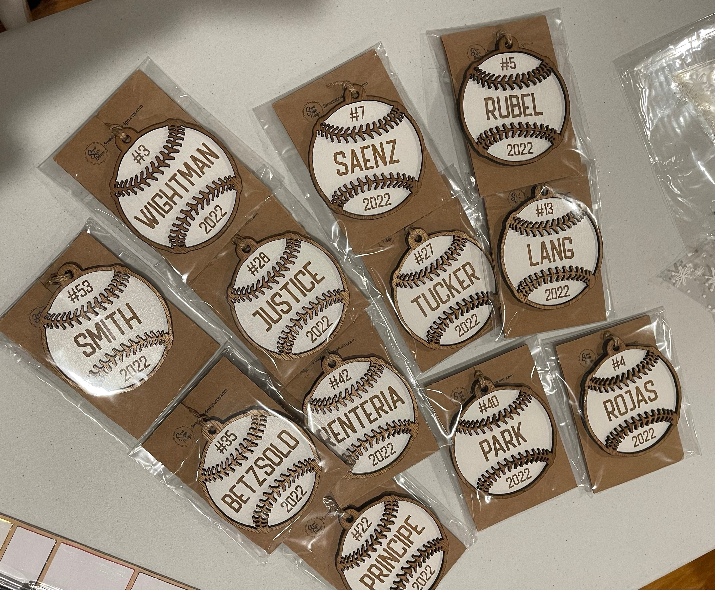 Baseball Ornament | Christmas | Laser Engraved | Gift Tags | Sports | Team |