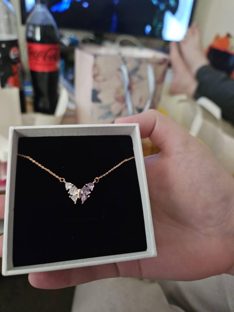 Butterfly Birthstone Necklace, 18K Gold Necklace, Wedding Necklace, Anniversary Gift, Bridal Gift, Grandma Gift, Christmas Gift for Her