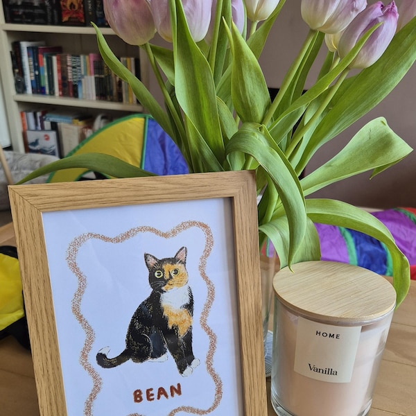 Custom Cat Portrait, Cute Cat Poster, Personalized Badly Drawn Pet Art ...