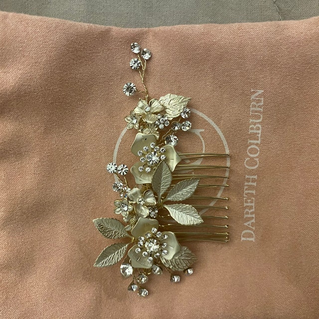 Silver or Gold Floral Bridal Hair Comb • Wedding Hair  display picture 1