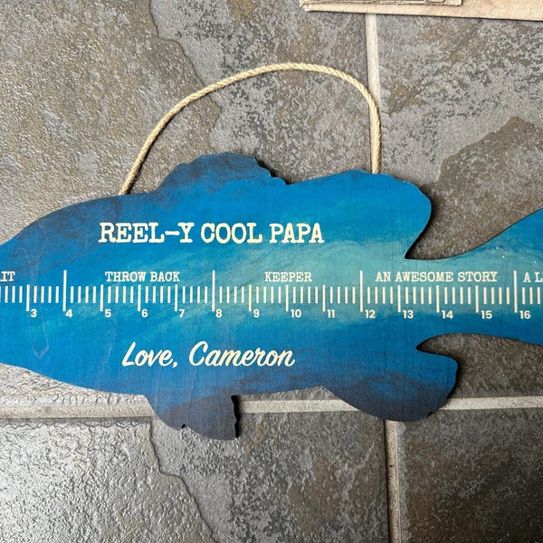 Personalized Fish Ruler for Fathers Day Gift From Kids, Fishing Gift ...