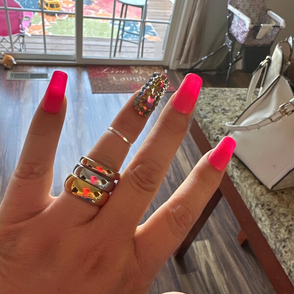 Super Thin Orange Silver Stackable Rings, Orange Ring, Stack Rings ...