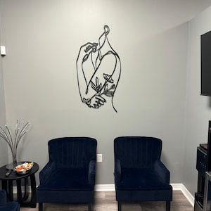 Image showcasing Metal Line Art, Metal Wall Decor, Women Metal Wall Decor, Women Line ...