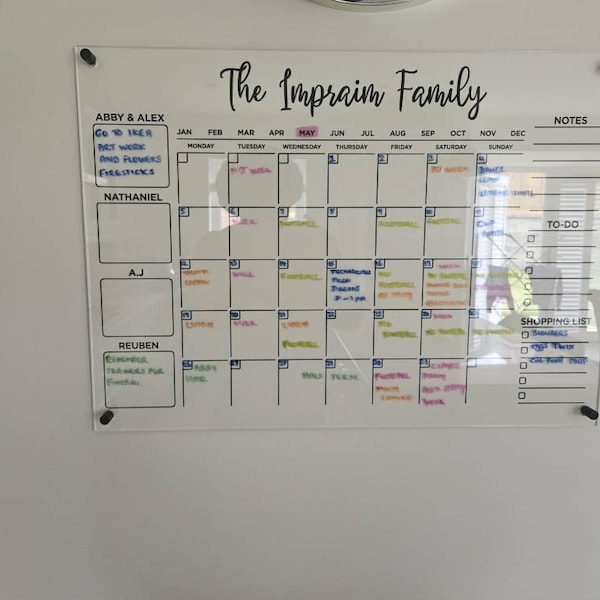 Double Week Planner Acrylic Wall Calendar 2025 - Dry Erase Custom Calendar Board