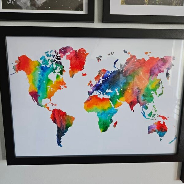 Watercolor World Map 3 - Printable World Map Wall Art World Map Poster ...
