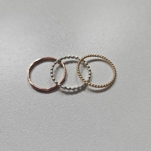Silver Gold and Rose Gold Stackable Rings // Set of 3 Simple - Etsy