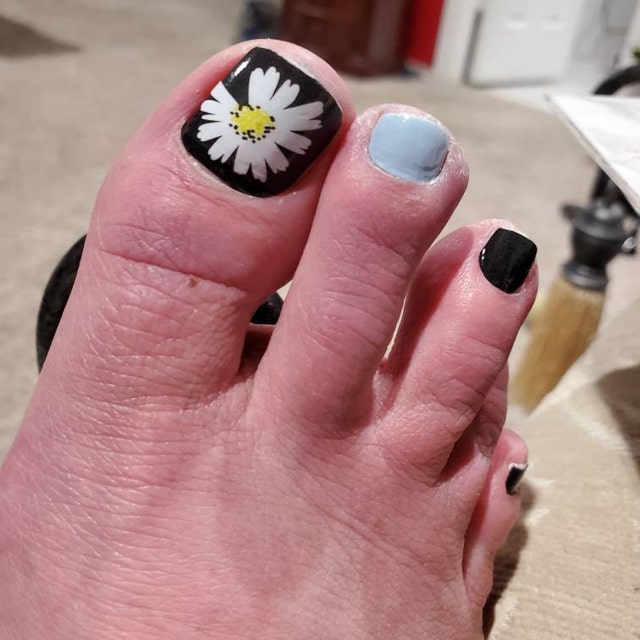 Sunflower nails, Sunflower nail art, Toe nail designs