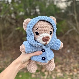 かぎ針編みのフード付きクマのぬいぐるみパターン - Etsy 日本