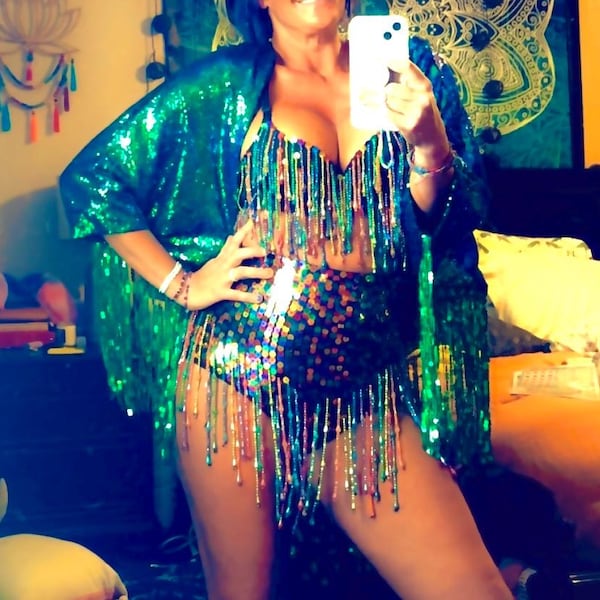 Zip Front Black Sequin Booty Shorts