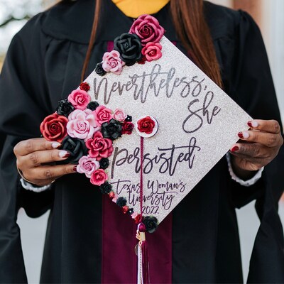Nevertheless She Persisted Graduation Cap Decoration With Flowers - Etsy