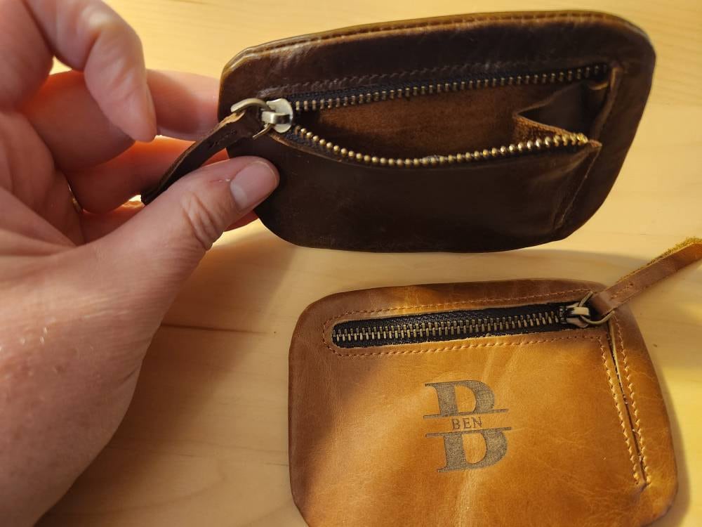 Personalized Leather Rosary Pouch: Zippered Coin Purse, Religious Gift