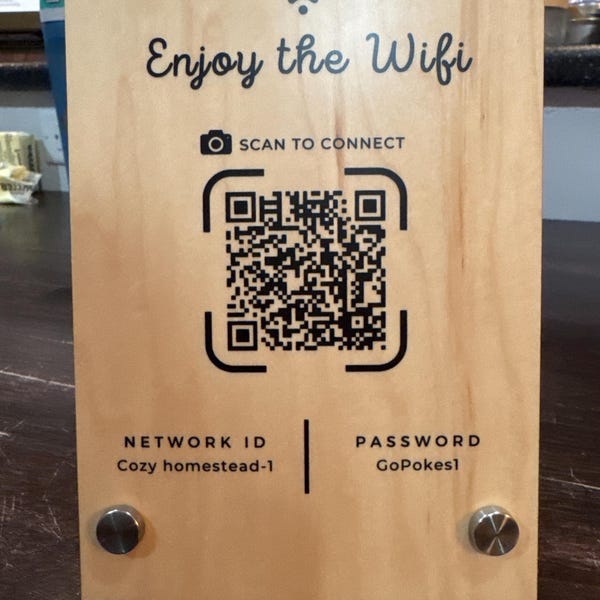 Wifi QR Code Wood Sign - 5x7 Tabletop Sign for Guestroom, Airbnb ...