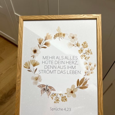 Poster mit Bibelvers Mehr als alles andere hüte dein Herz Sprüche 4,23