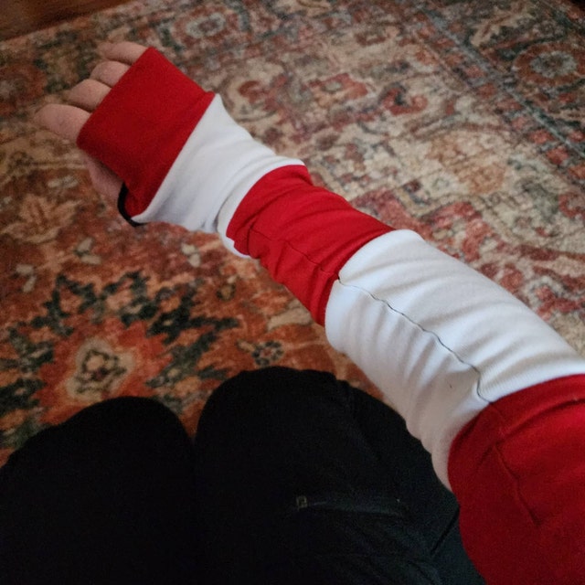 Long Striped Gloves Purple Hand Warmers Black Armwarmers