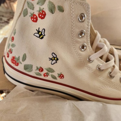 Custom Embroidery converse shoes Flower Embroidery Christmas Gifts ...