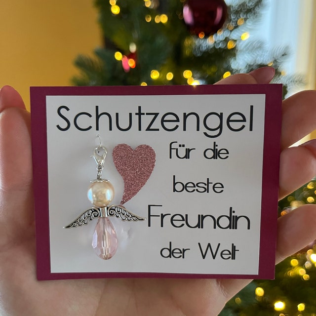 Engel-Freundschafts-Ornament – 5,6x3,7 Cm, Metall, Mit Band & Geschenkbeutel, Für Weihnachten & Besondere Anlässe