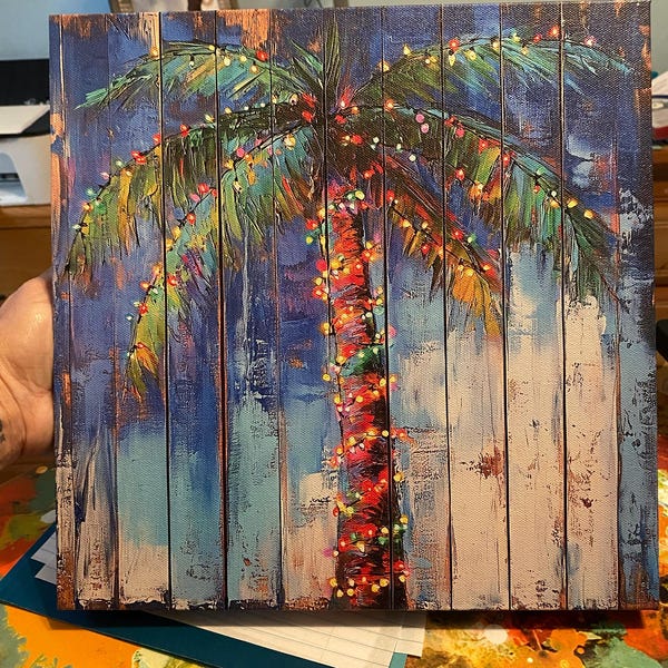 Watercolor Palm Tree Coastal Canvas Wall Art, Extra Large Wall Art ...