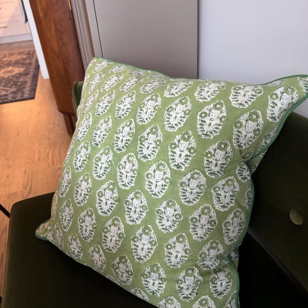 Green - Akola Hand Block Print Pillow Cover (Set of 2) 19