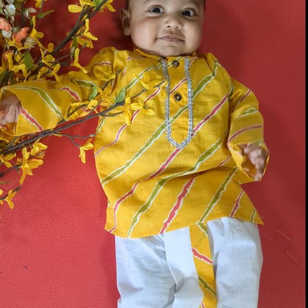 Babyhug Cotton Woven Full Sleeves Kurta & Dhoti Set Floral Print - Blue