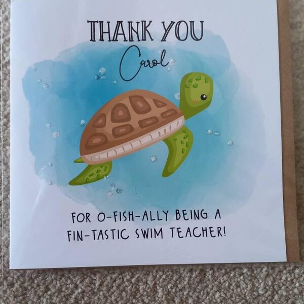 Thank You Swimming Teacher Card, Swim Teacher, Swim Instructor, Thank ...