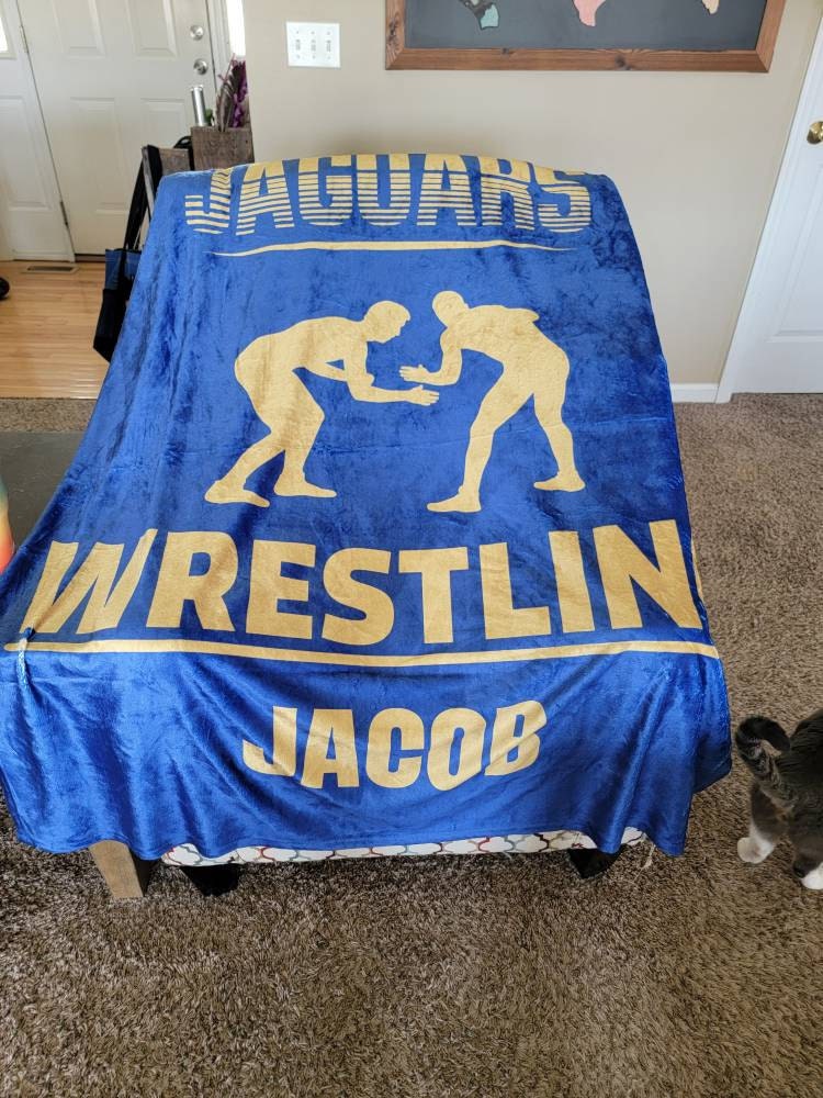 Personalized Wrestling Blanket Gift For Wrestler, Wrestling Team Gift Custom Name Blanket Sofa Throw Blanket Custom Wrestling Gift For Son