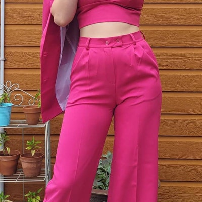 Hot Pink Blazer Trouser Suit for Women Pink Pantsuit for - Etsy