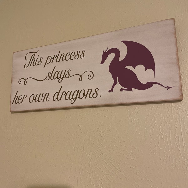 Inspirational Wall Decal – 'This Princess Slays Her Own Dragons' Quote Sticker For Kids' Rooms